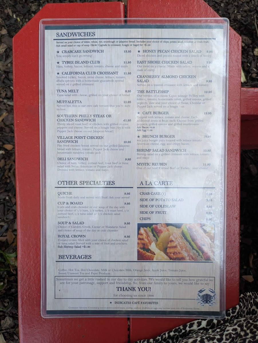 Menu East Shore Cafe-4