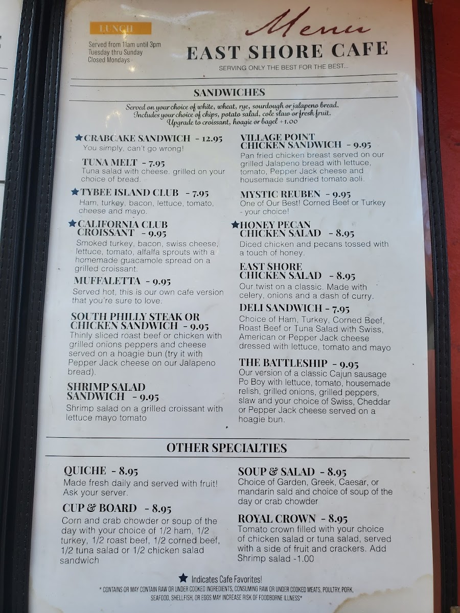 Menu East Shore Cafe-6