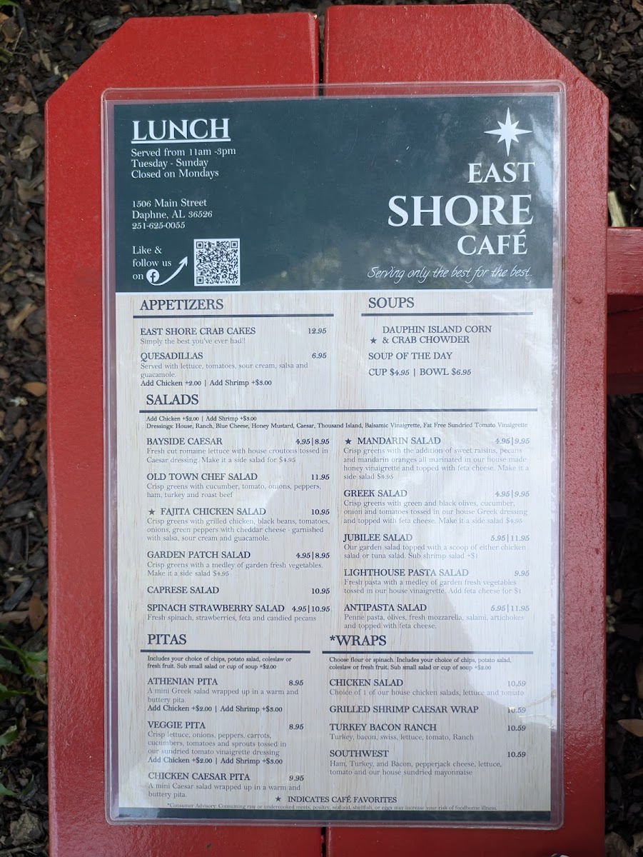 Menu East Shore Cafe-7